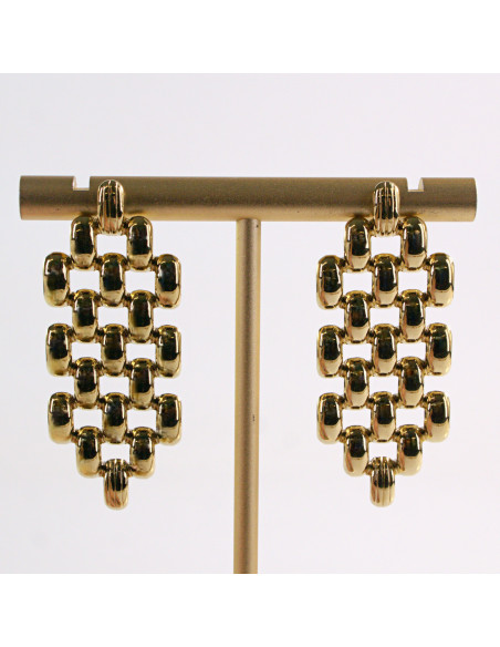 Kolczyki ZŁOTE SZACHOWNICA  KRATKA STAL CHIRURGICZNA LOLITA AKCESORIA