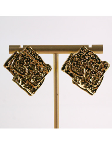 Kolczyki ZŁOTE NIEREGULARNE ROMBY STAL...