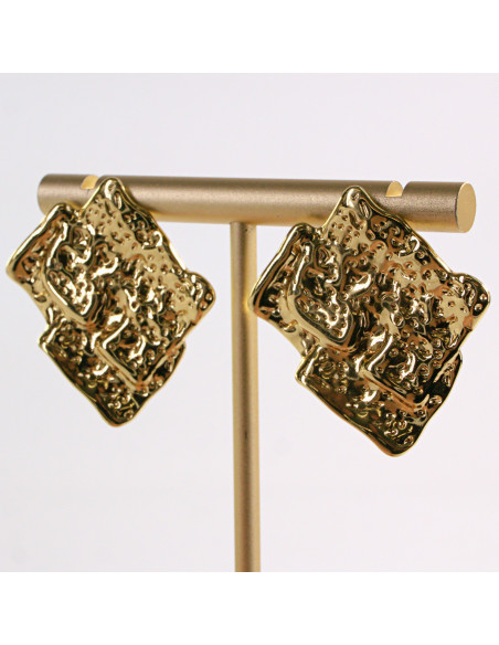 Kolczyki ZŁOTE NIEREGULARNE ROMBY STAL CHIRURGICZNA LOLITA AKCESORIA