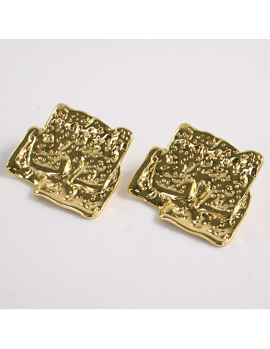 Kolczyki ZŁOTE NIEREGULARNE ROMBY STAL...