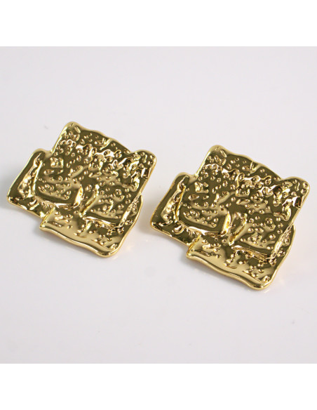 Kolczyki ZŁOTE NIEREGULARNE ROMBY STAL CHIRURGICZNA LOLITA AKCESORIA