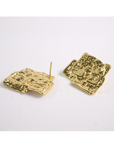 Kolczyki ZŁOTE NIEREGULARNE ROMBY STAL...