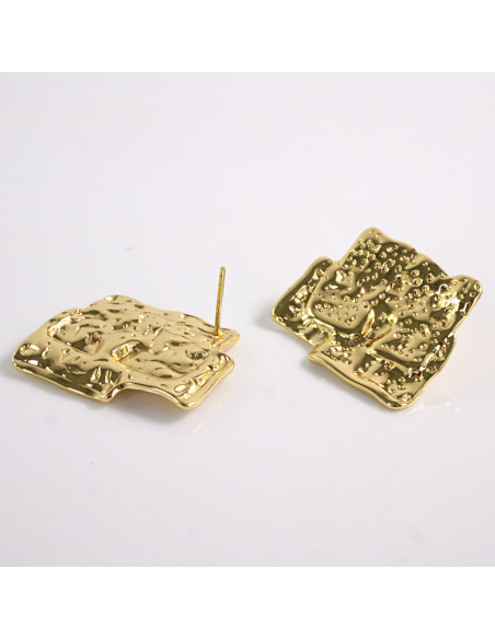 Kolczyki ZŁOTE NIEREGULARNE ROMBY STAL CHIRURGICZNA LOLITA AKCESORIA