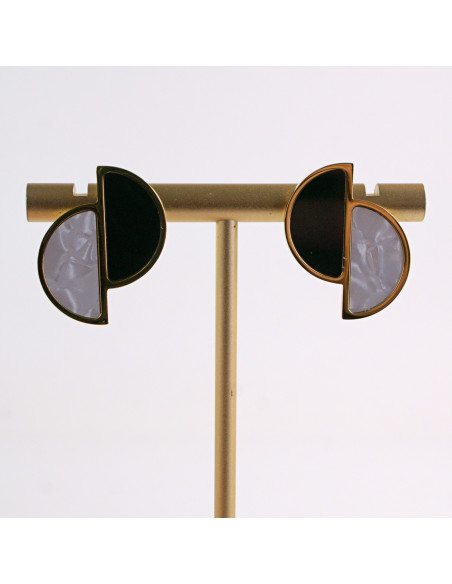 Kolczyki ZŁOTE ASYMETRYCZNE PÓŁOKRĄG STAL CHIRURGICZNA LOLITA AKCESORIA