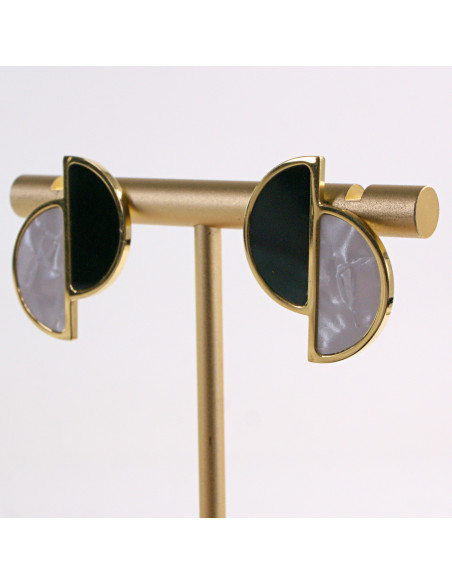 Kolczyki ZŁOTE ASYMETRYCZNE PÓŁOKRĄG STAL CHIRURGICZNA LOLITA AKCESORIA