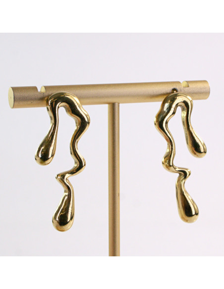 Kolczyki ZŁOTE NIEREGULARNE CIEKNĄCE  STAL CHIRURGICZNA LOLITA AKCESORIA