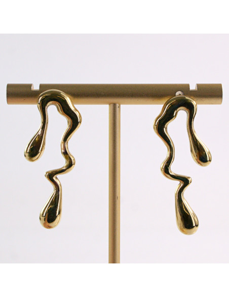 Kolczyki ZŁOTE NIEREGULARNE CIEKNĄCE  STAL CHIRURGICZNA LOLITA AKCESORIA