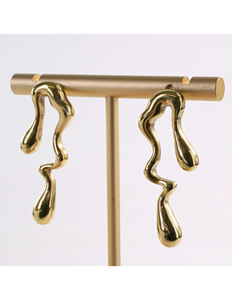 Kolczyki ZŁOTE NIEREGULARNE CIEKNĄCE  STAL CHIRURGICZNA LOLITA AKCESORIA