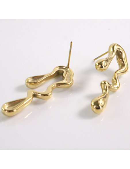 Kolczyki ZŁOTE NIEREGULARNE CIEKNĄCE  STAL CHIRURGICZNA LOLITA AKCESORIA