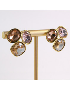 Kolczyki ZŁOTE 3 GUZIKI ODCIENIE RÓŻU STAL CHIRURGICZNA... 2