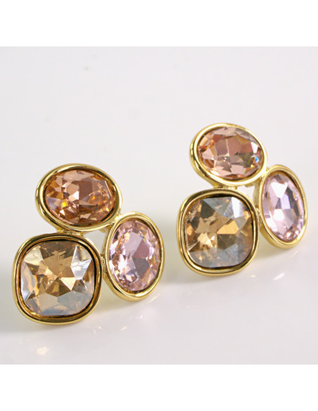 Kolczyki ZŁOTE 3 GUZIKI ODCIENIE RÓŻU STAL CHIRURGICZNA LOLITA AKCESORIA