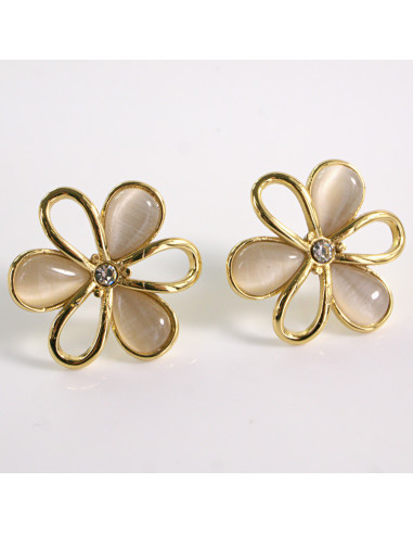 Kolczyki ZŁOTE KWIAT ECRU KWIATEK STAL...