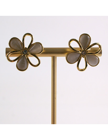 Kolczyki ZŁOTE KWIAT ECRU KWIATEK STAL CHIRURGICZNA LOLITA AKCESORIA