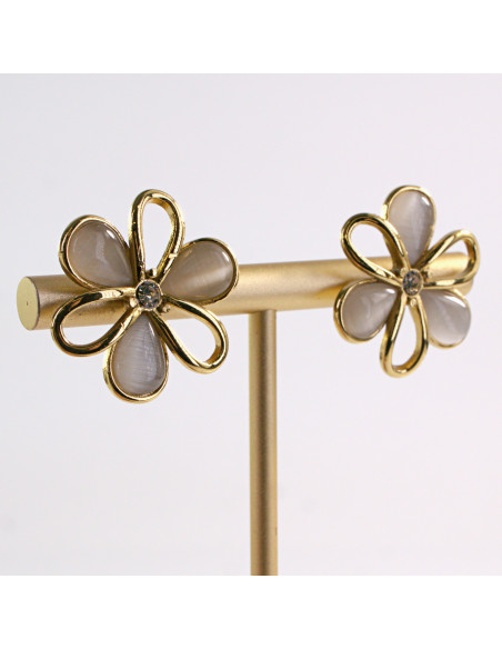 Kolczyki ZŁOTE KWIAT ECRU KWIATEK STAL CHIRURGICZNA LOLITA AKCESORIA