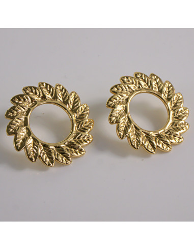 Kolczyki ZŁOTE LISTKI KOŁO OKRĄG STAL...