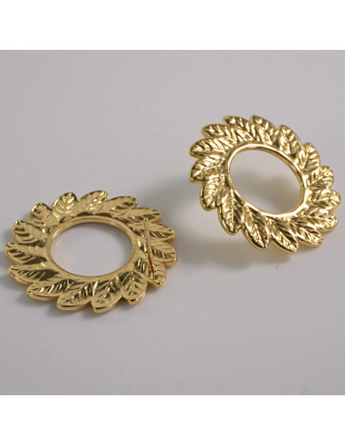 Kolczyki ZŁOTE LISTKI KOŁO OKRĄG STAL...
