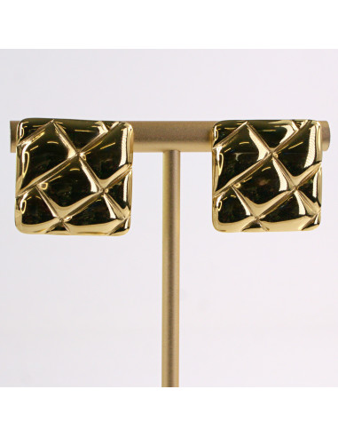 Kolczyki ZŁOTE KWADRAT KWADRATY STAL...