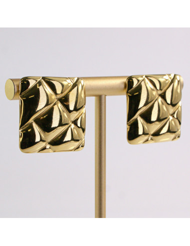 Kolczyki ZŁOTE KWADRAT KWADRATY STAL...