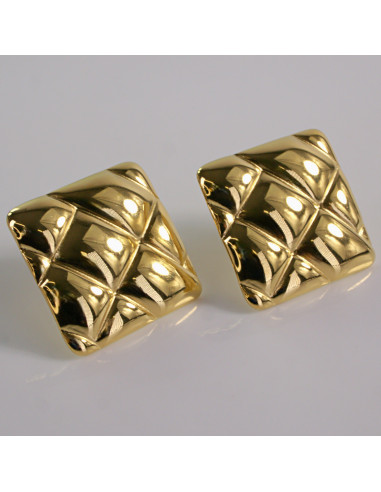 Kolczyki ZŁOTE KWADRAT KWADRATY STAL...