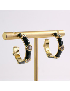 Kolczyki ZŁOTE CZARNY OKRĄG CYRKONIA STAL CHIRURGICZNA...