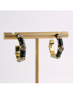 Kolczyki ZŁOTE CZARNY OKRĄG CYRKONIA STAL CHIRURGICZNA... 2