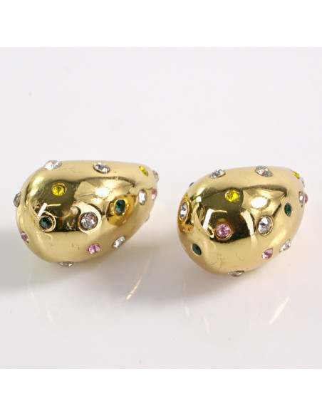 Kolczyki ZŁOTE ŁEZKI KOLOROWE KAMIENIE STAL CHIRURGICZNA LOLITA AKCESORIA