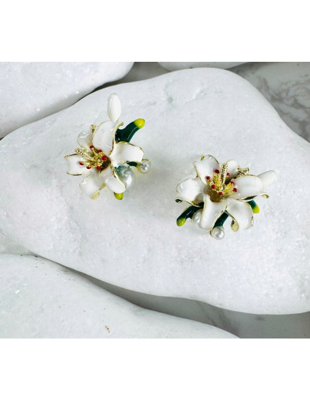 Kolczyki KWIATY KWIATKI BOHO Lolita Accessories srebrny sztyft 925