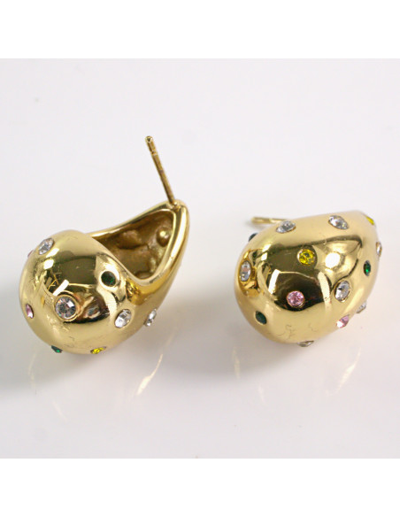 Kolczyki ZŁOTE ŁEZKI KOLOROWE KAMIENIE STAL CHIRURGICZNA LOLITA AKCESORIA