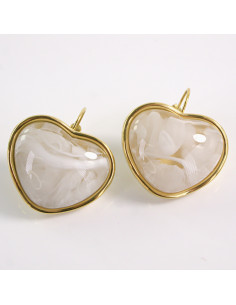 Kolczyki ZŁOTE SERCE ECRU PERŁOWE STAL CHIRURGICZNA...