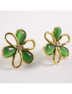 Kolczyki ZŁOTE KWIAT ZIELONY KWIATEK STAL CHIRURGICZNA...