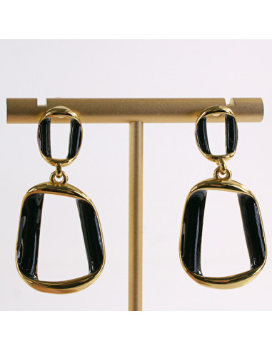 Kolczyki ZŁOTE WISZĄCE CZARNE STAL CHIRURGICZNA...