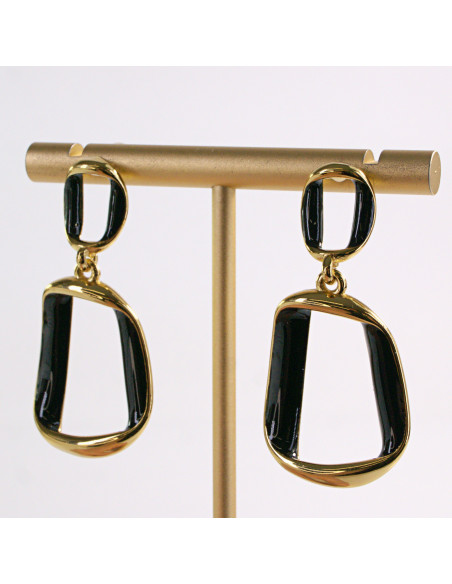 Kolczyki ZŁOTE WISZĄCE CZARNE STAL CHIRURGICZNA LOLITA AKCESORIA