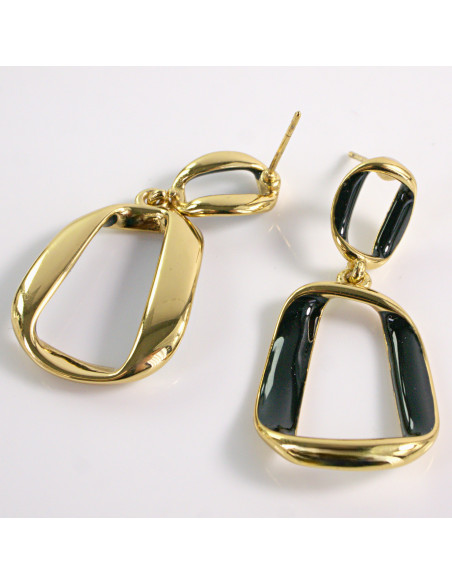 Kolczyki ZŁOTE WISZĄCE CZARNE STAL CHIRURGICZNA LOLITA AKCESORIA