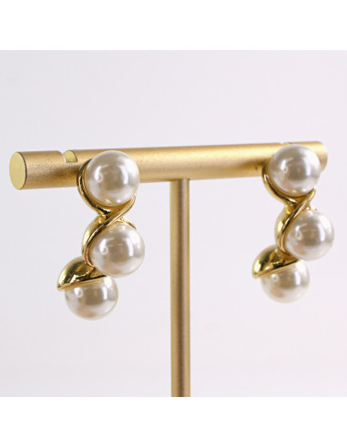 Kolczyki ZŁOTE PEREŁKI PERŁY STAL CHIRURGICZNA...
