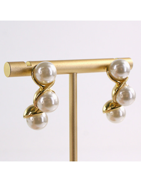 Kolczyki ZŁOTE PEREŁKI PERŁY STAL CHIRURGICZNA LOLITA AKCESORIA