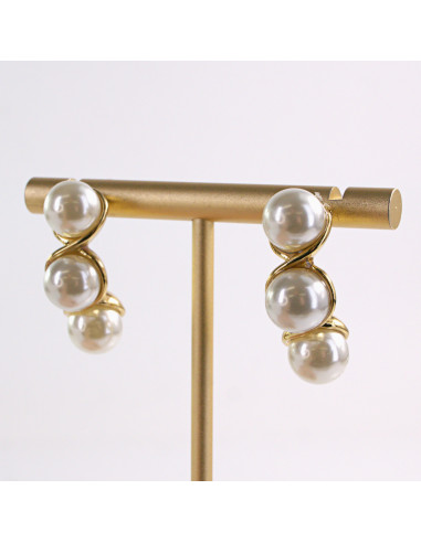 Kolczyki ZŁOTE PEREŁKI PERŁY STAL CHIRURGICZNA...