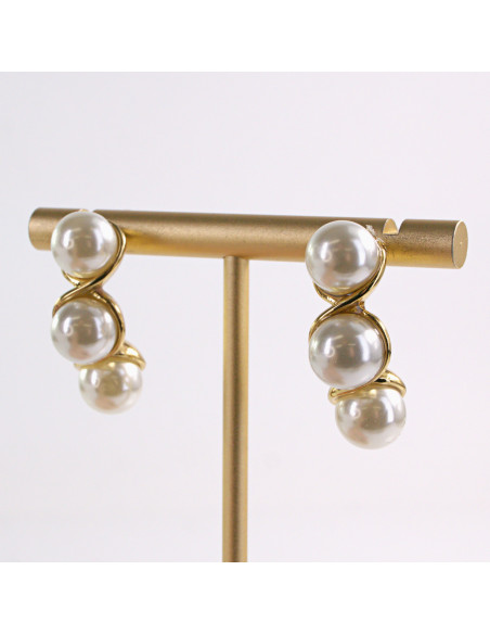 Kolczyki ZŁOTE PEREŁKI PERŁY STAL CHIRURGICZNA LOLITA AKCESORIA