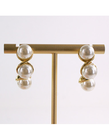 Kolczyki ZŁOTE PEREŁKI PERŁY STAL CHIRURGICZNA...