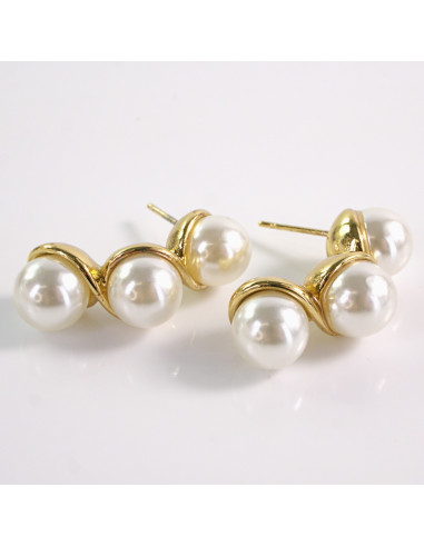 Kolczyki ZŁOTE PEREŁKI PERŁY STAL CHIRURGICZNA...