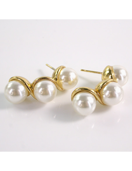 Kolczyki ZŁOTE PEREŁKI PERŁY STAL CHIRURGICZNA LOLITA AKCESORIA