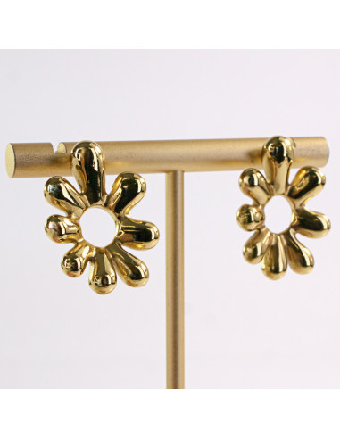 Kolczyki ZŁOTE KWIATEK DMUCHANY STAL...