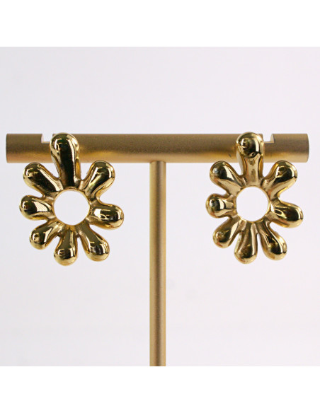 Kolczyki ZŁOTE KWIATEK DMUCHANY STAL CHIRURGICZNA LOLITA AKCESORIA