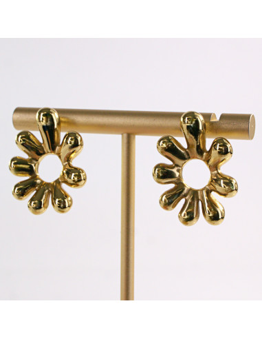 Kolczyki ZŁOTE KWIATEK DMUCHANY STAL...