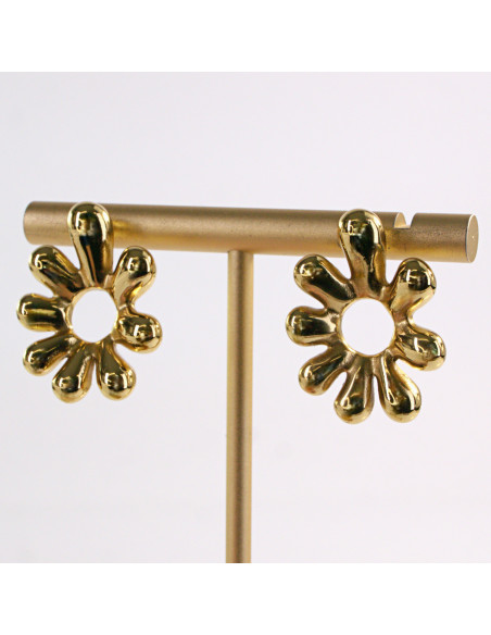 Kolczyki ZŁOTE KWIATEK DMUCHANY STAL CHIRURGICZNA LOLITA AKCESORIA