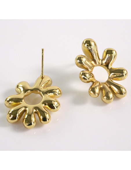 Kolczyki ZŁOTE KWIATEK DMUCHANY STAL CHIRURGICZNA LOLITA AKCESORIA