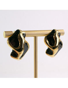Kolczyki ZŁOTE NIEREGULARNE CZARNE STAL CHIRURGICZNA...