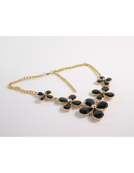 NASZYJNIK wieczorowy KOLIA POD SZYJĘ KWIATY LOLITA AKCESORIA CZARNY