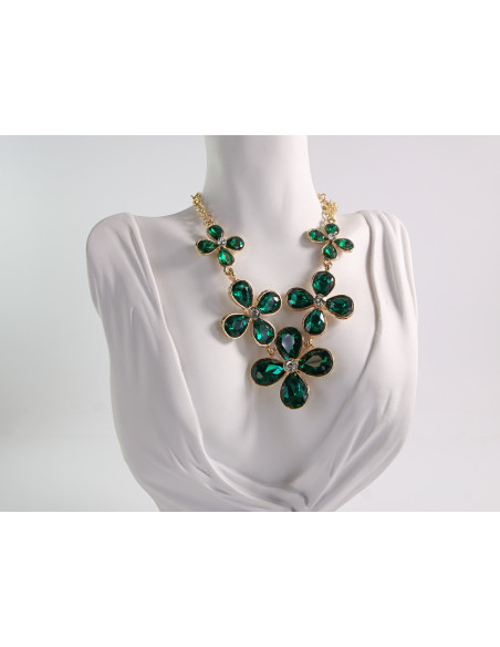 NASZYJNIK wieczorowy KOLIA POD SZYJĘ KWIATY LOLITA AKCESORIA ZIELONY