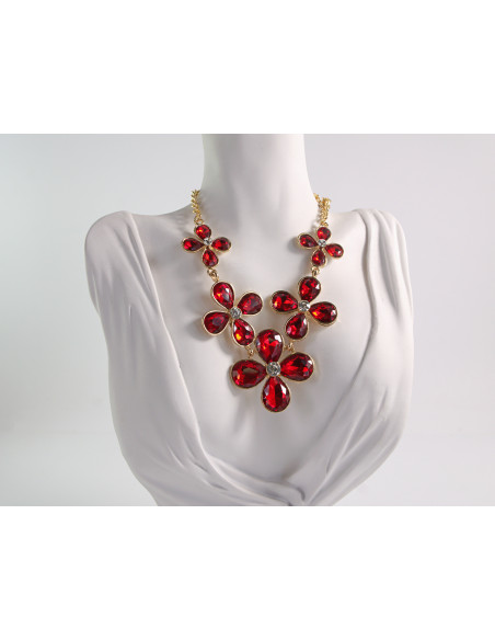 NASZYJNIK wieczorowy KOLIA POD SZYJĘ KWIATY LOLITA AKCESORIA CZERWONY