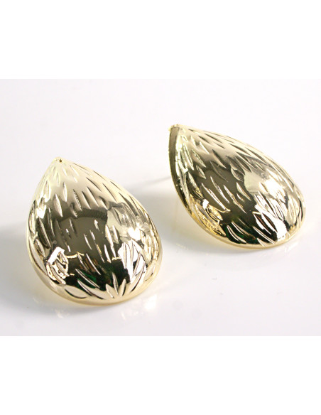 Kolczyki DUŻE ZŁOTE KROPLE ŁEZKI  LOLITA AKCESORIA srebrny sztyft 925